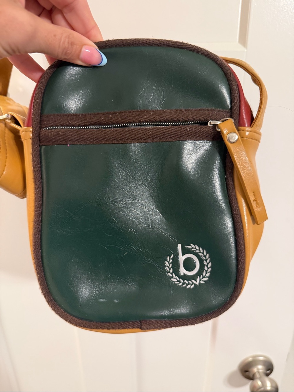 Bugatti Green, Tan & Burgundy Crossbody Bag